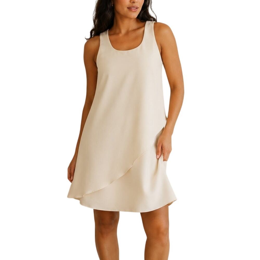 Anthropologie Petticoat Alley Ivory Shift Dress M Quiet Luxury Coastal